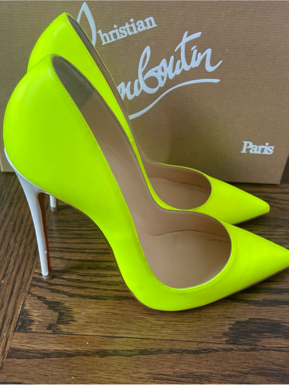 Christian Louboutin So Kate 120 Fluo Neon Yellow White Size 37 Pump Nordstrom